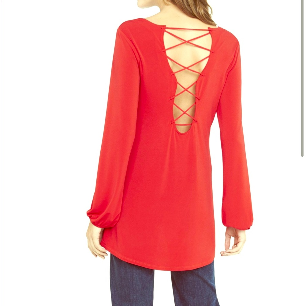 Express V-Neck Lace Up Back Tunic Top